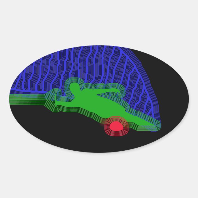 Sticker Ovale Slalom Water Skier Neon Spray (Devant)