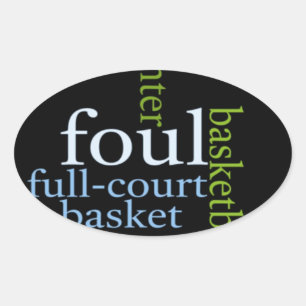 Sticker Ovale Slam Dunk of Words : Jeu de basket-ball des champi