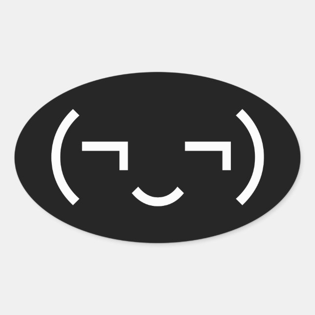 Sticker Ovale Smug Emoticon (‿MD) Kaomoji japonais (Devant)