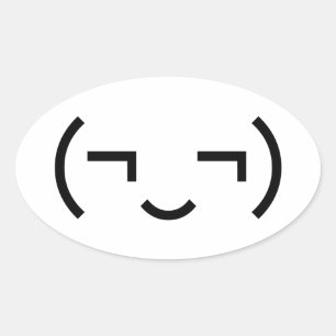 Sticker Ovale Smug Emoticon (‿MD) Kaomoji japonais