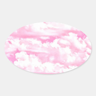 Sticker Ovale Soft Happy Rose Nuages Décor
