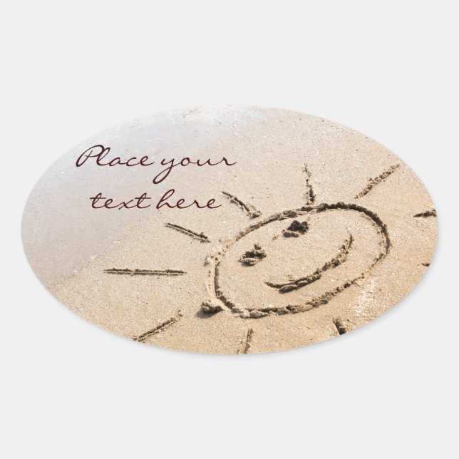 Sticker Ovale Soleil Sur La Plage (Devant)