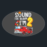 Sticker Ovale Son L'alarme Je suis 2 pompier Moteur d'incendie<br><div class="desc">Sound The Alarm I'm 2 Fire Engine Firefighter 2nd Birthday design Gift Oval Sticker Classic Collection.</div>