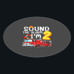Sticker Ovale Son L'alarme Je suis 2 pompier Moteur d'incendie<br><div class="desc">Sound The Alarm I'm 2 Fire Engine Firefighter 2nd Birthday design Gift Oval Sticker Classic Collection.</div>