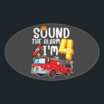 Sticker Ovale Son L'alarme Je suis 4 pompier Moteur d'incendie<br><div class="desc">Son L'alarme I'm 4 Fire Engine Firefighter 4th Birthday design Gift Oval Sticker Classic Collection.</div>