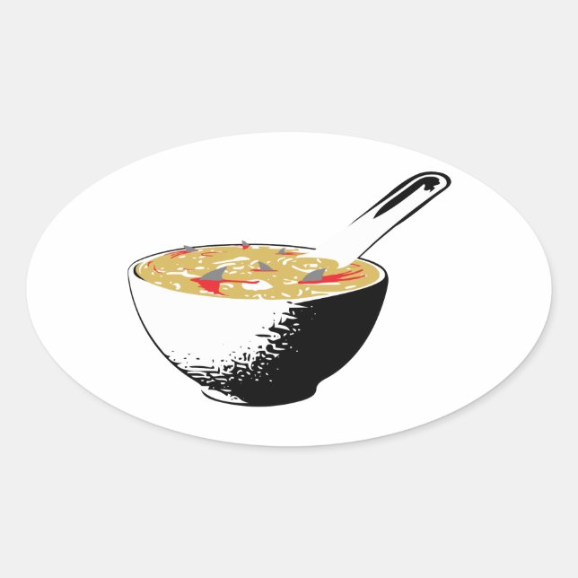 Sticker Ovale soupe d'ailerons de requin (Devant)