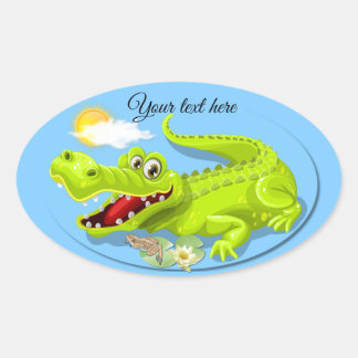 Sticker Ovale Souriez de crocodile !