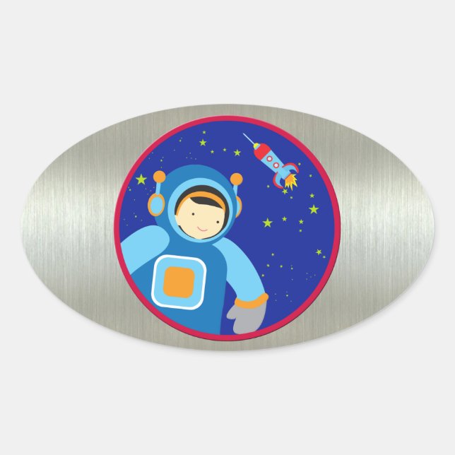 Sticker Ovale Spaceboy Floating Outside the Spaceship (Devant)