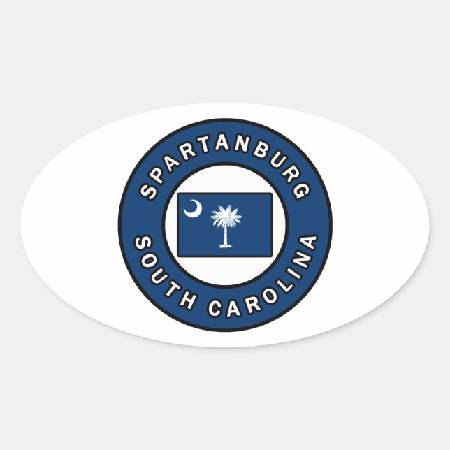 Sticker Ovale Spartanburg Caroline du Sud (Devant)