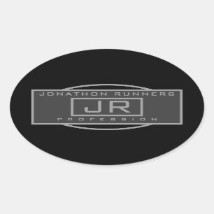 Sticker Ovale Sport Géométrique Hommes Gris Foncé & Noir