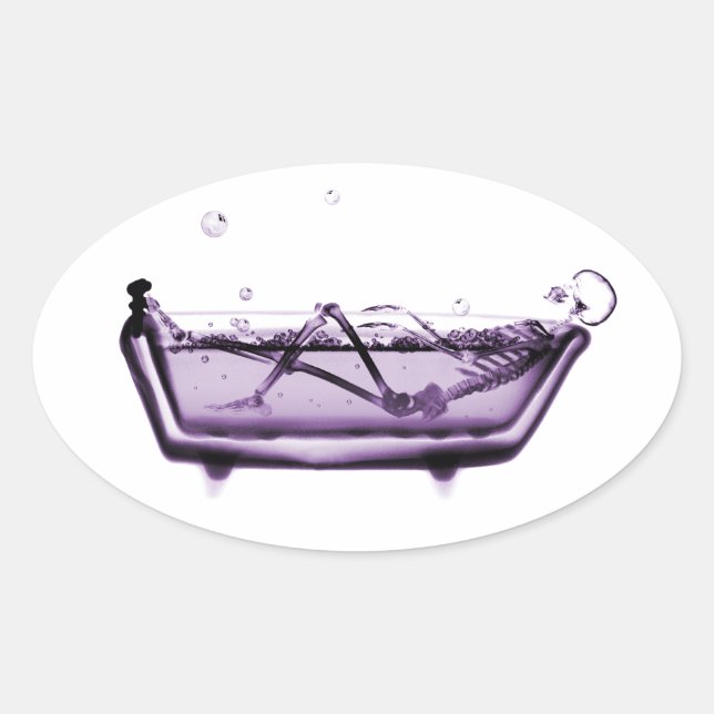 Sticker Ovale Squelette violet X-Ray dans bain (Devant)