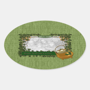 Sticker Ovale St patrick - AJOUTEZ VOTRE PHOTO - cadre de