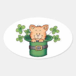 Sticker Ovale St. Patricks Kitty