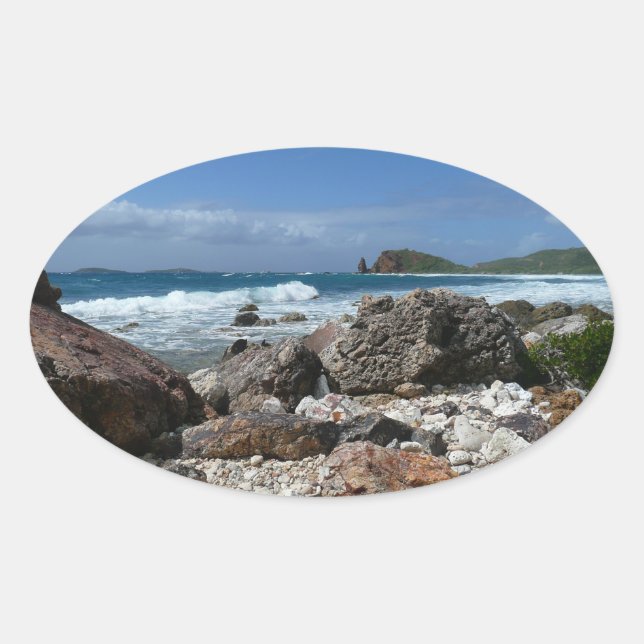 Sticker Ovale St. Thomas Rocky Beach (Devant)