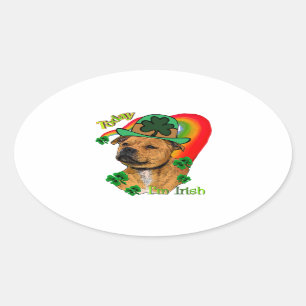 Sticker Ovale Staffordshire Bull Terrier St patrick