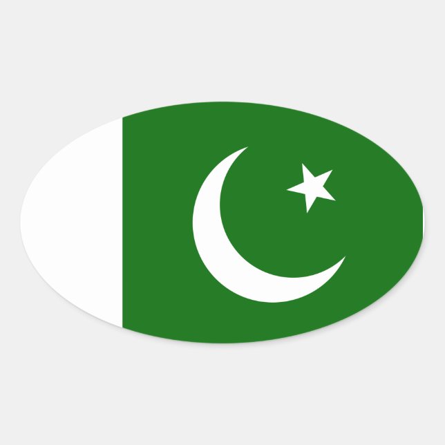 Sticker Ovale Stick ovale du drapeau pakistanais (Devant)