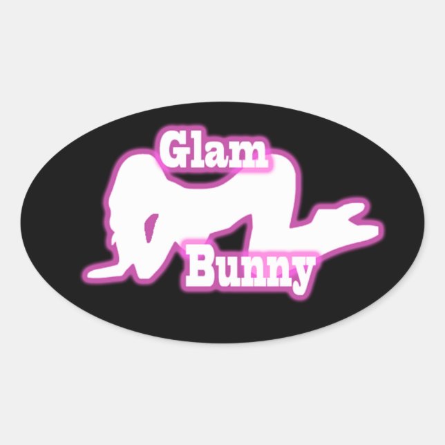 Sticker Ovale Stick ovale rose de lapin de Glam (Devant)