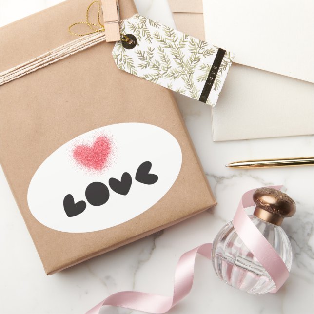 Sticker Ovale Sticker, Lebel - Red Love (Cadeaux)