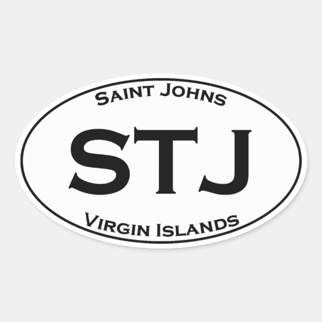 Sticker Ovale STJ - Iles Vierges de Saint-Johns Euro Style Oval (Devant)