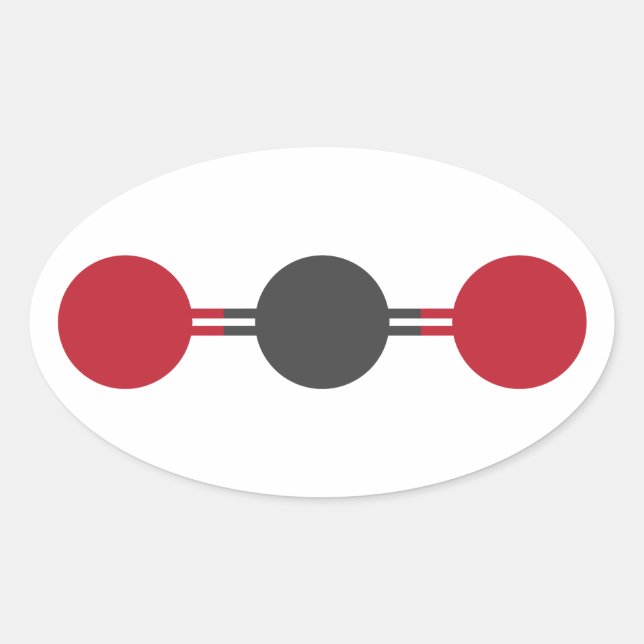 Sticker Ovale Structure moléculaire du CO2 (Devant)