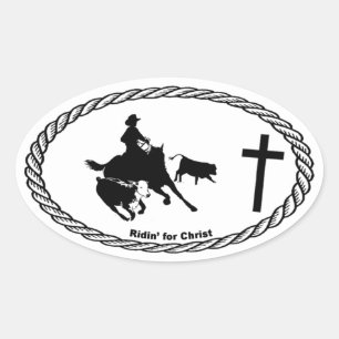 Sticker Ovale Style d'euro de croix de cheval de coupe