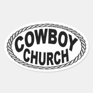 Sticker Ovale Style euro de l'église Cowboy