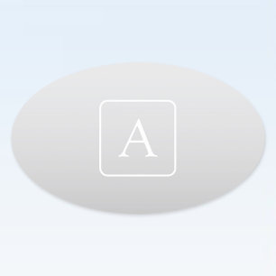 Sticker Ovale Subtil Gray Gradient Nom de famille Monogramme