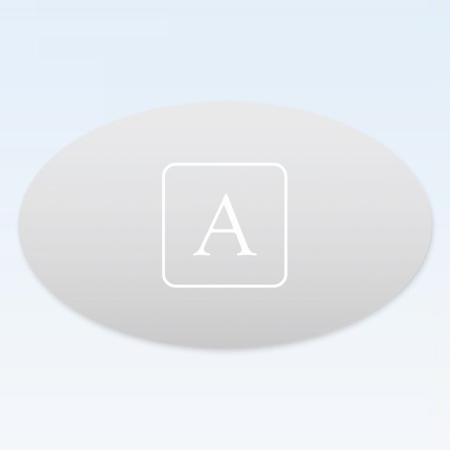 Sticker Ovale Subtil Gray Gradient Nom de famille Monogramme (Créateur téléchargé)