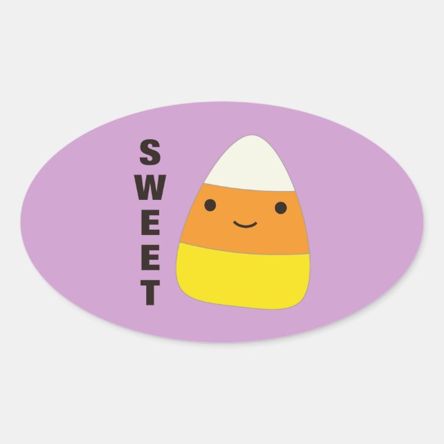 Sticker Ovale Sucré mignon bonbon maïs (Devant)