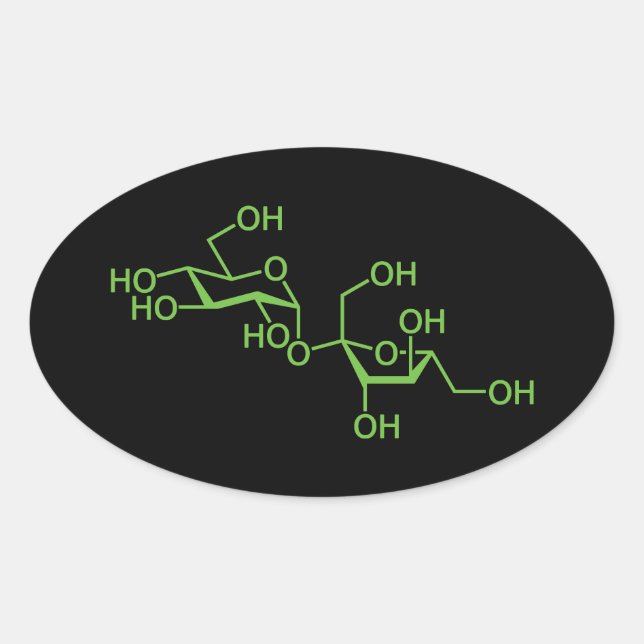 Sticker Ovale Sucrose Sugar Molecule Diagramme chimique (Devant)