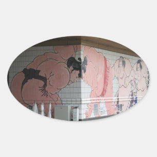 Sticker Ovale Sumo Mural Art