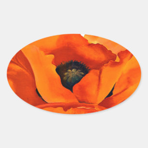 Sticker Ovale Superbe Georgia O'Keeffe Red Poppy