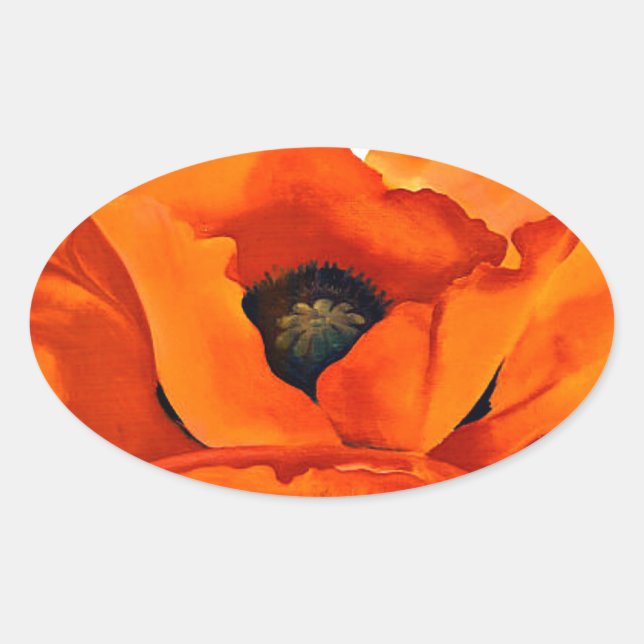 Sticker Ovale Superbe Georgia O'Keeffe Red Poppy (Devant)