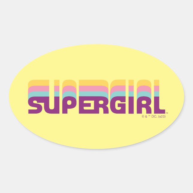 Sticker Ovale Supergirl Retro Colorshift Graphic (Devant)