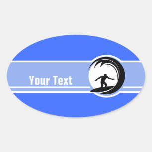 Sticker Ovale Surf ; Bleu
