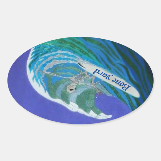 Sticker Ovale Surfeur de cour osseuse (Devant)