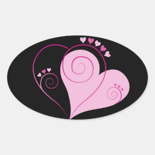 Sticker Ovale Sweet Cute Happy Valentine Love Hearts