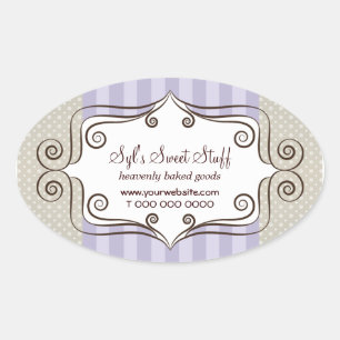 Sticker Ovale Sweet Lilac et Pois