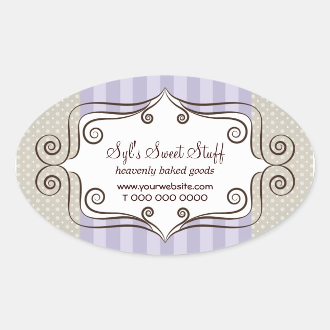 Sticker Ovale Sweet Lilac et Pois (Devant)