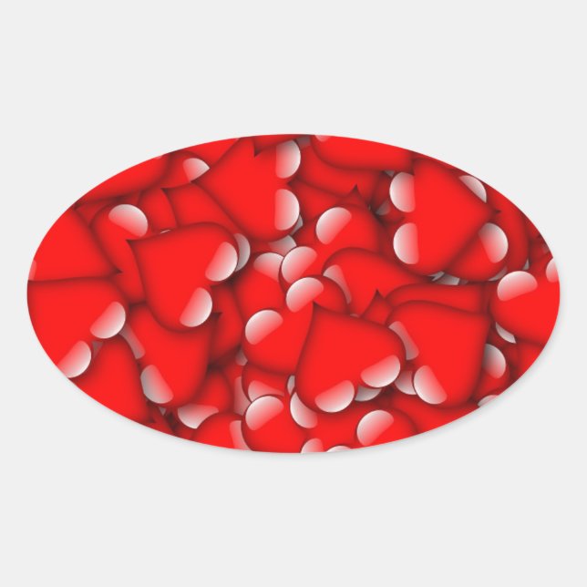 Sticker Ovale Sweet Romantique Valentine Love Hearts Rouge (Devant)