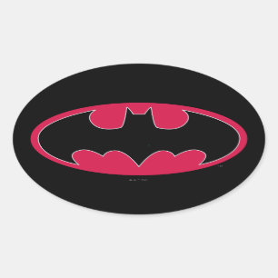 Sticker Ovale Symbole Batman   Logo noir rouge