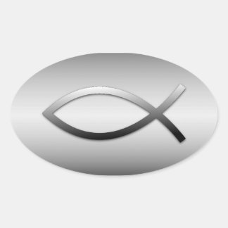 Sticker Ovale Symbole chrétien Ichthys Jesus Fish