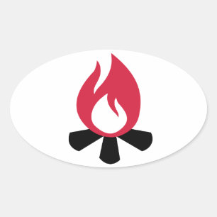 Sticker Ovale Symbole de feu de camp