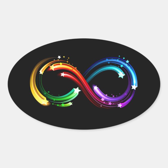 Sticker Ovale Symbole de l'infini des comètes arc-en-ciel (Devant)