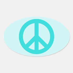 Sticker Ovale Symbole de paix Aqua doux