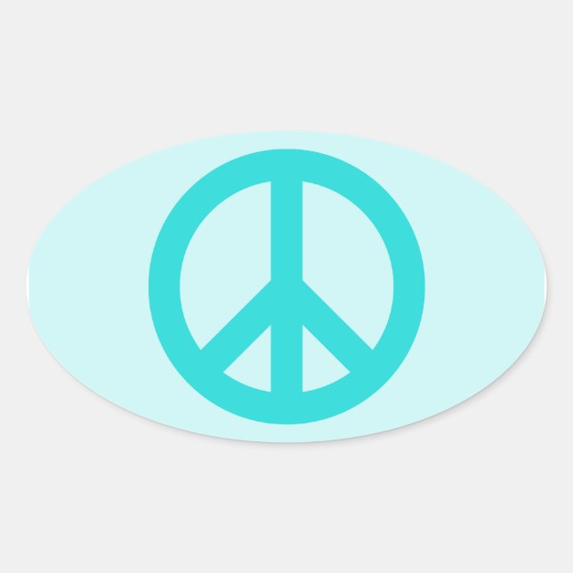 Sticker Ovale Symbole de paix Aqua doux (Devant)