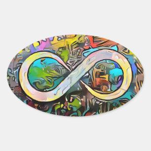 Sticker Ovale Symbole d'infini Sensibilisation sur l'autisme