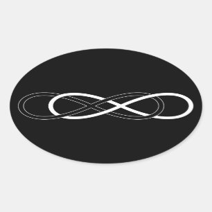 Sticker Ovale Symbole double infini - noir & blanc