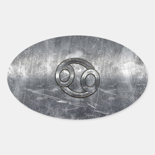 Sticker Ovale Symbole du cancer du zodiaque en style industriel (Devant)