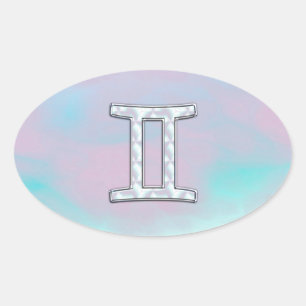Sticker Ovale Symbole Gemini Zodiac